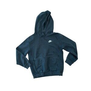 Nike Club Fleece Hoodie Hooded Sweatshirt Unisex Youth Large Black